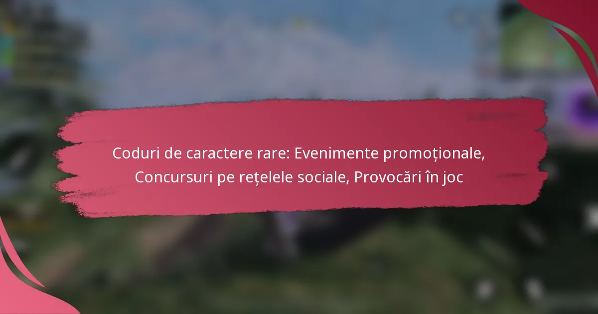 Coduri de caractere rare: Evenimente promoționale, Concursuri pe rețelele sociale, Provocări în joc