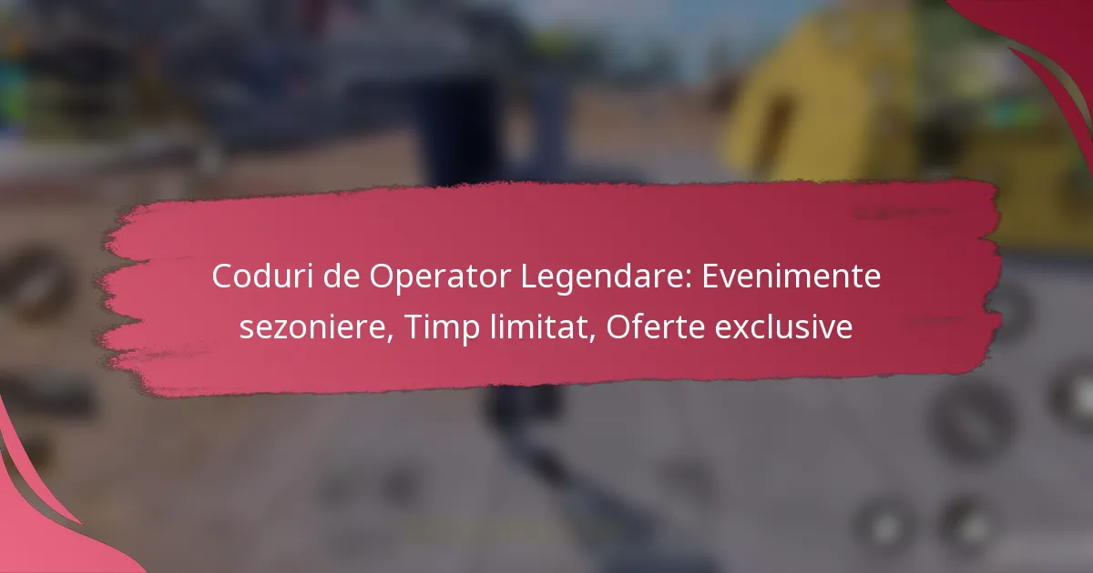 Coduri de Operator Legendare: Evenimente sezoniere, Timp limitat, Oferte exclusive