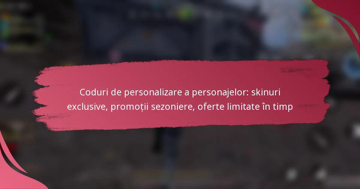Coduri de personalizare a personajelor: skinuri exclusive, promoții sezoniere, oferte limitate în timp