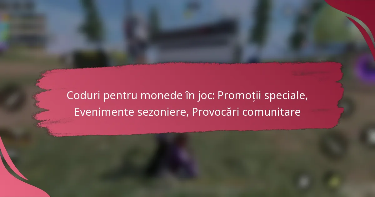 Coduri pentru monede în joc: Promoții speciale, Evenimente sezoniere, Provocări comunitare