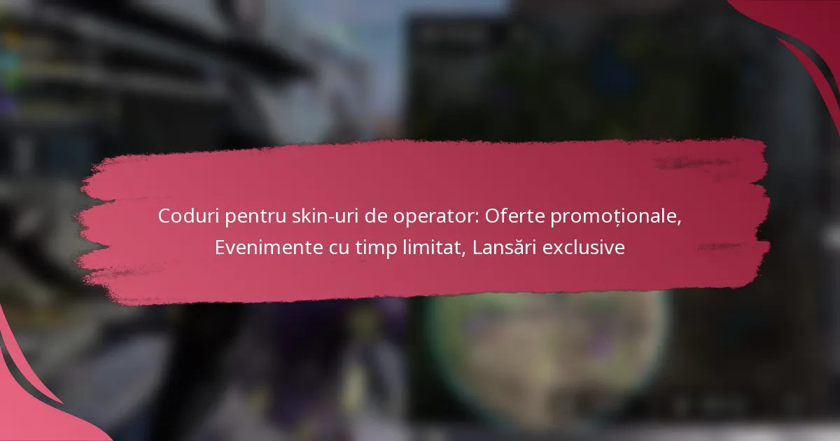Coduri pentru skin-uri de operator: Oferte promoționale, Evenimente cu timp limitat, Lansări exclusive