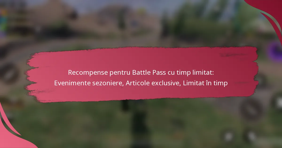 Recompense pentru Battle Pass cu timp limitat: Evenimente sezoniere, Articole exclusive, Limitat în timp