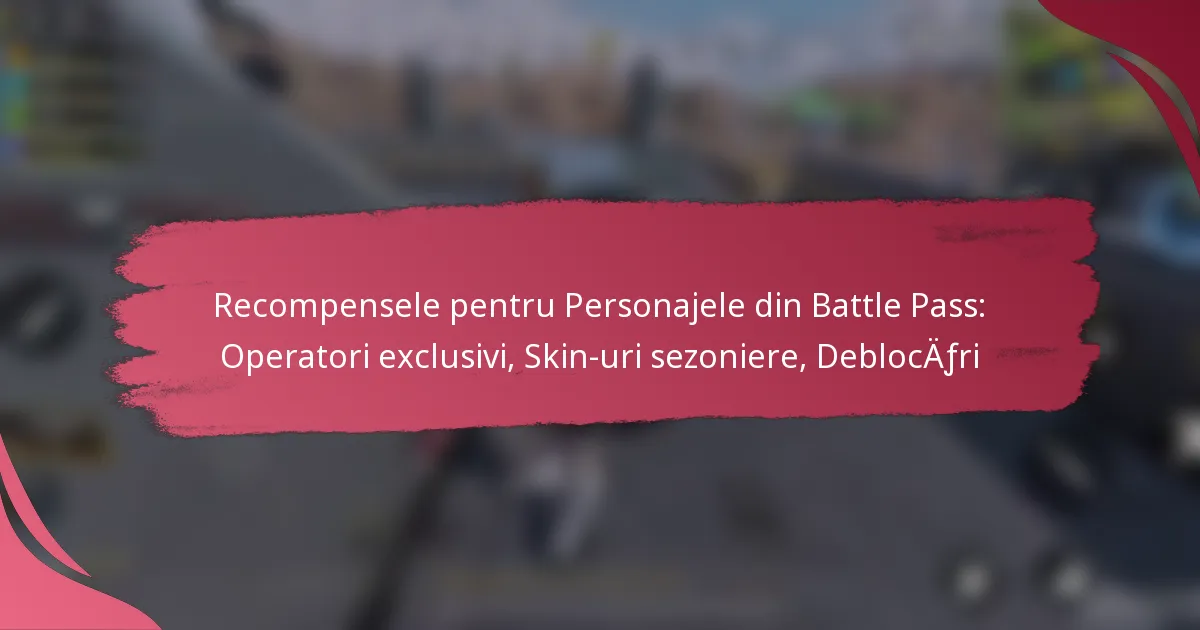 Recompensele pentru Personajele din Battle Pass: Operatori exclusivi, Skin-uri sezoniere, Deblocări